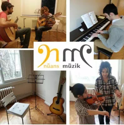 Gitar, piyano ve keman çalışmalarından oluşan Nüans Müzik kolajı