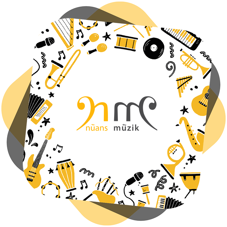 Nüans Müzik logosu ve enstrüman çizimleri